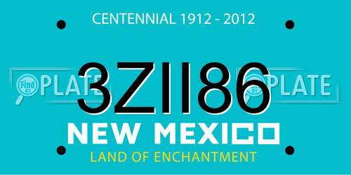 3ZII86 New Mexico License Plate