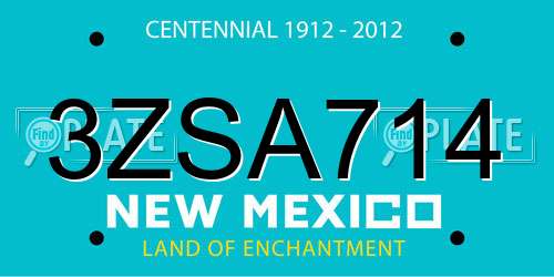 3ZSA714 New Mexico License Plate