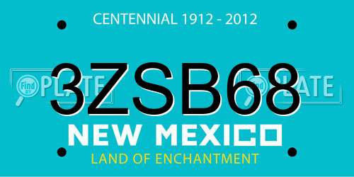 3ZSB68 New Mexico License Plate