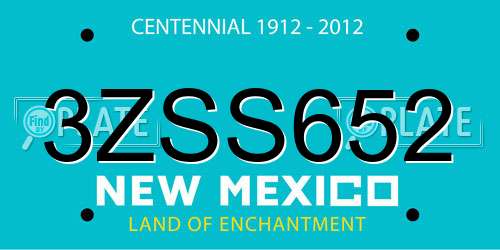 3ZSS652 New Mexico License Plate