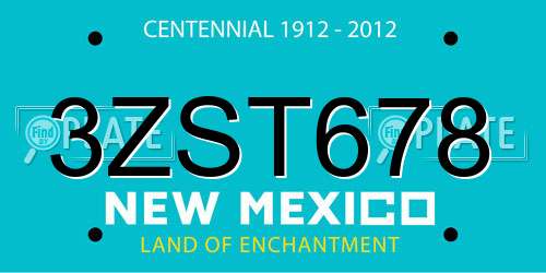 3ZST678 New Mexico License Plate