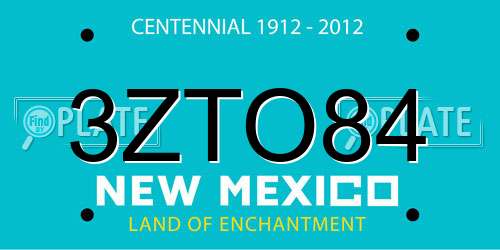 3ZTO84 New Mexico License Plate