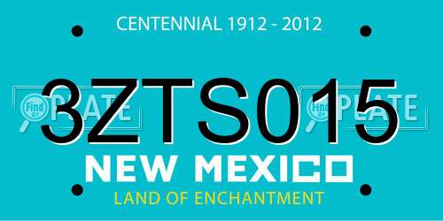 3ZTS015 New Mexico License Plate