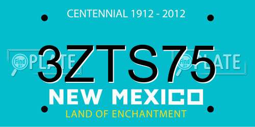 3ZTS75 New Mexico License Plate