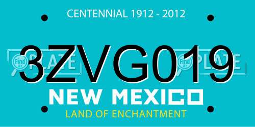 3ZVG019 New Mexico License Plate