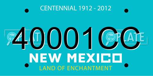 40001CC New Mexico License Plate