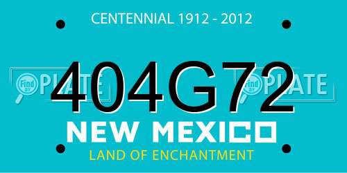 404G72 New Mexico License Plate