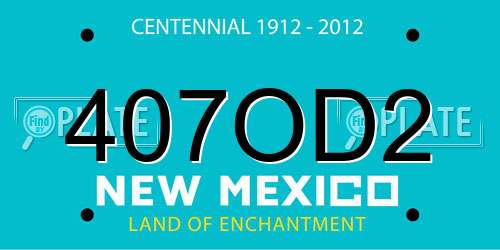 407OD2 New Mexico License Plate