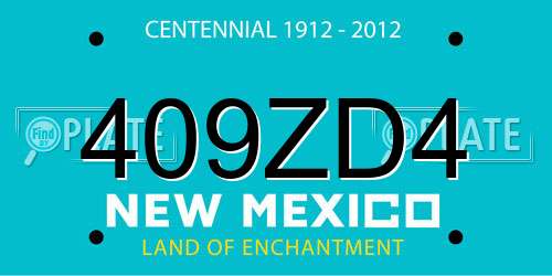 409ZD4 New Mexico License Plate
