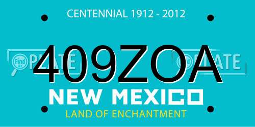 409ZOA New Mexico License Plate