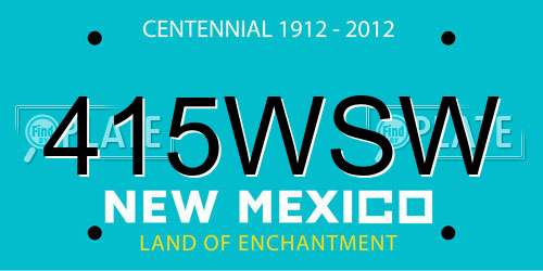 415WSW New Mexico License Plate