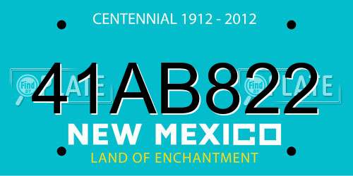 41AB822 New Mexico License Plate