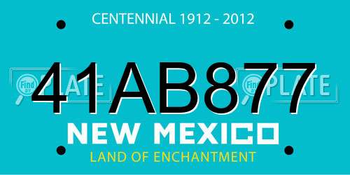 41AB877 New Mexico License Plate