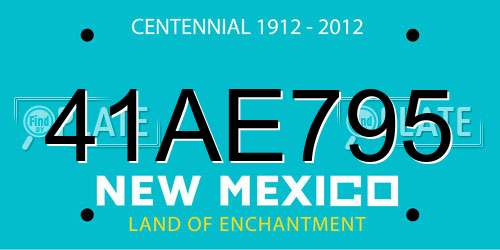 41AE795 New Mexico License Plate
