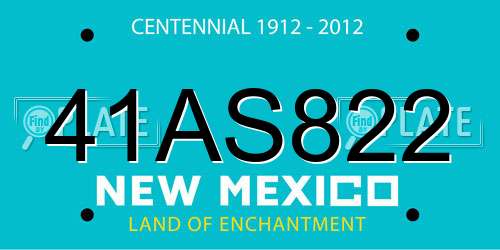41AS822 New Mexico License Plate