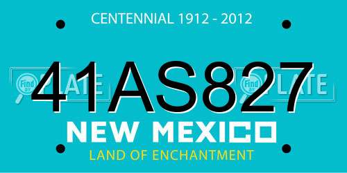 41AS827 New Mexico License Plate