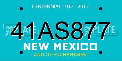 41AS877 New Mexico License Plate