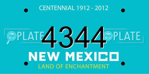 4344 New Mexico License Plate