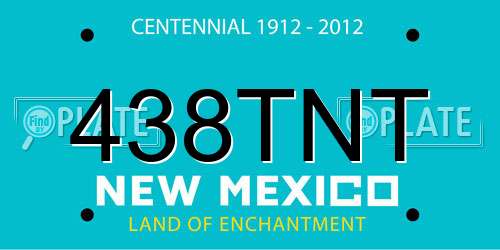 438TNT New Mexico License Plate