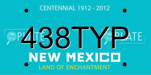 438TYP New Mexico License Plate