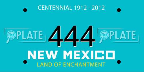 444 New Mexico License Plate