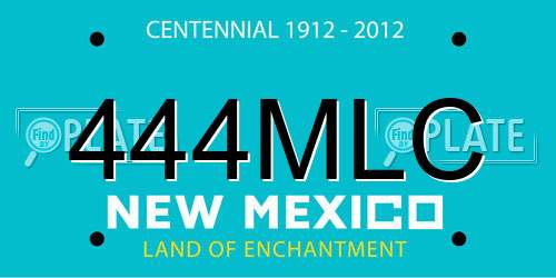 444MLC New Mexico License Plate