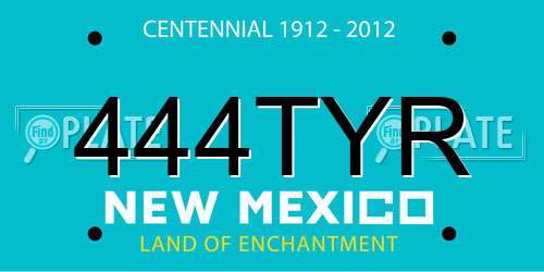444TYR New Mexico License Plate