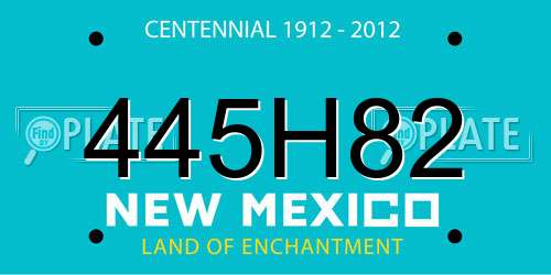 445H82 New Mexico License Plate