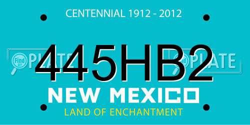 445HB2 New Mexico License Plate