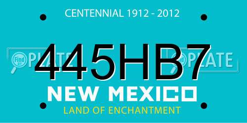 445HB7 New Mexico License Plate