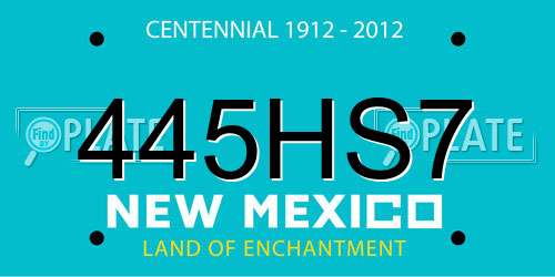 445HS7 New Mexico License Plate