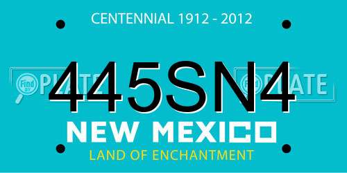 445SN4 New Mexico License Plate