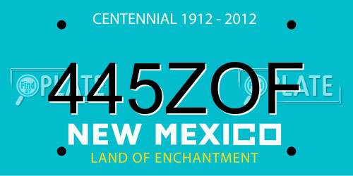 445ZOF New Mexico License Plate