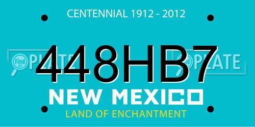 448HB7 New Mexico License Plate