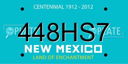 448HS7 New Mexico License Plate