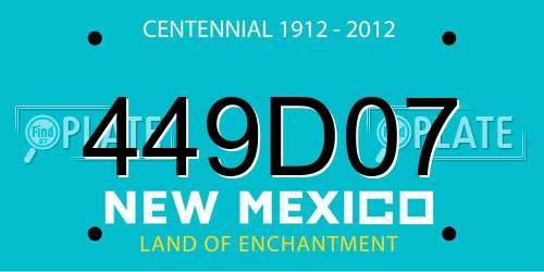449D07 New Mexico License Plate