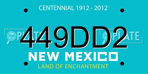 449DD2 New Mexico License Plate