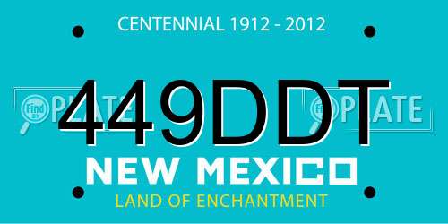 449DDT New Mexico License Plate