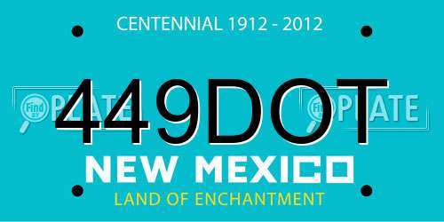 449DOT New Mexico License Plate