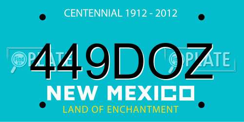 449DOZ New Mexico License Plate