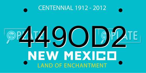 449OD2 New Mexico License Plate