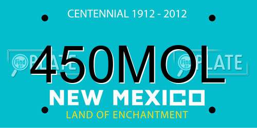450MOL New Mexico License Plate