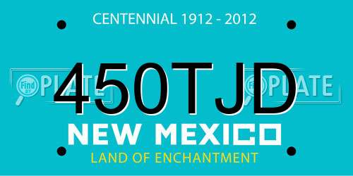 450TJD New Mexico License Plate