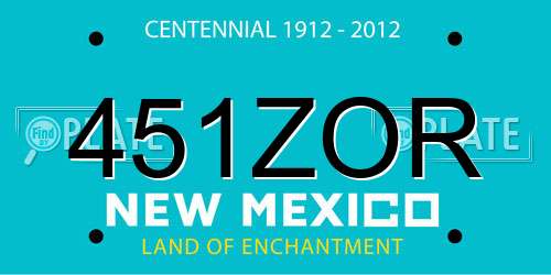 451ZOR New Mexico License Plate