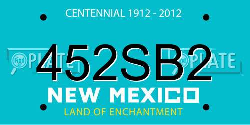 452SB2 New Mexico License Plate