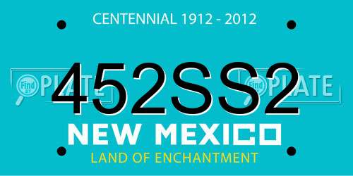452SS2 New Mexico License Plate