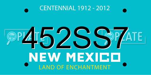 452SS7 New Mexico License Plate