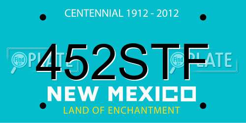 452STF New Mexico License Plate