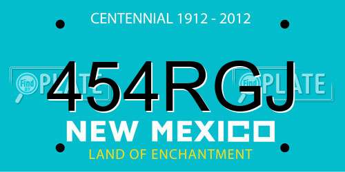 454RGJ New Mexico License Plate