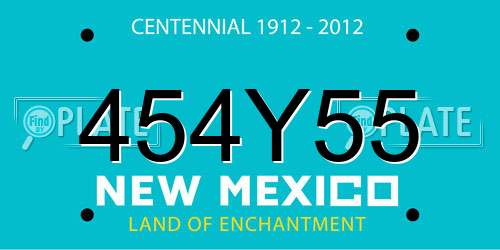 454Y55 New Mexico License Plate